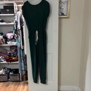 Green Jumpsuit with Drawstring Waist